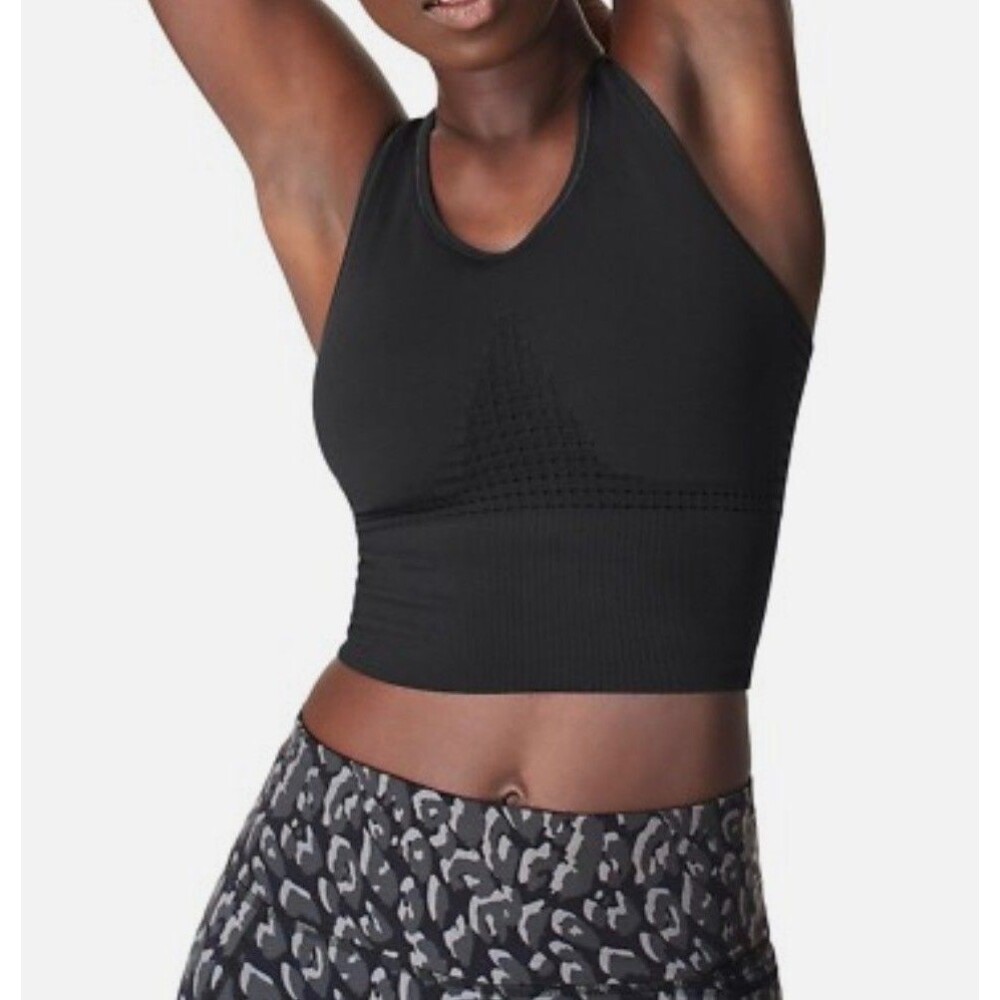 New SWEATY BETTY Stamina Longline Sports Bra XS Size in Black NWT